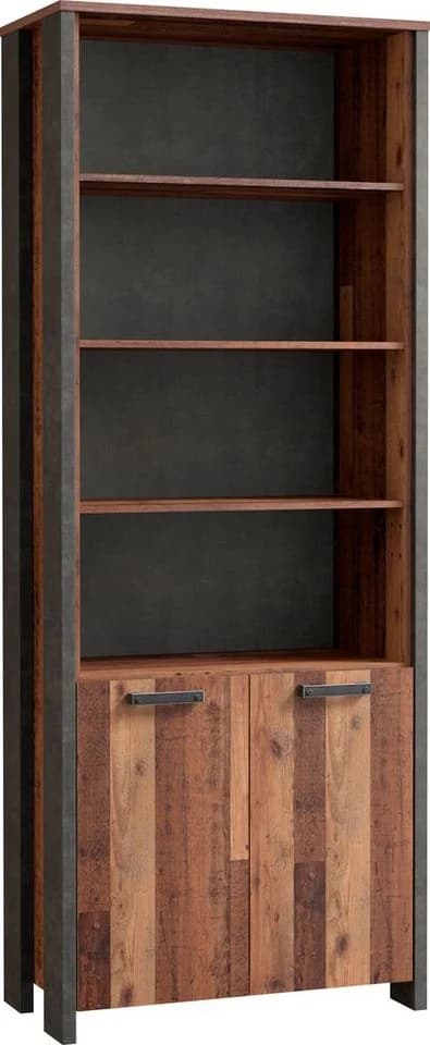 FORTE Aktenregal Clif Grau Vintage mit 2 Türen