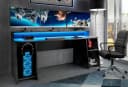FORTE Gamingtisch Tezaur Schwarz mit RGB-Beleuchtung und Halterungen Bild 1