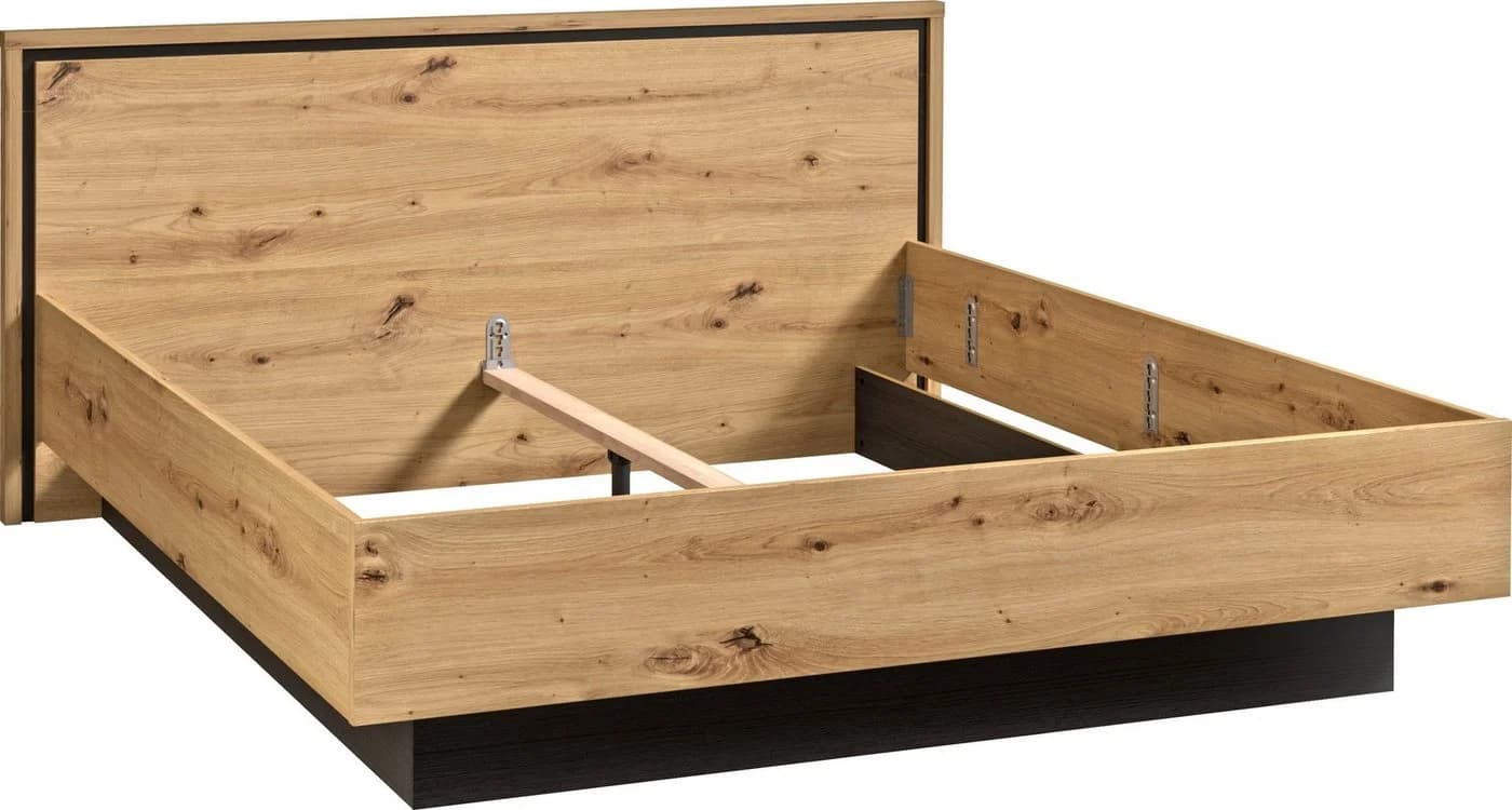 FORTE Bettgestell Trondheim Loft-Stil Schwarz Eiche 250KG