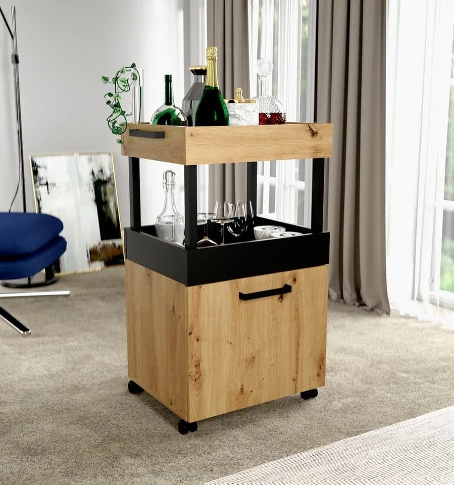 FORTE Barschrank Homebar Modern Beige/Schwarz - Bild 2