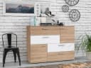 FORTE Kommode Skive 4 Schubladen 2 Türen Weiß Sonoma Eiche Modern Bild 2