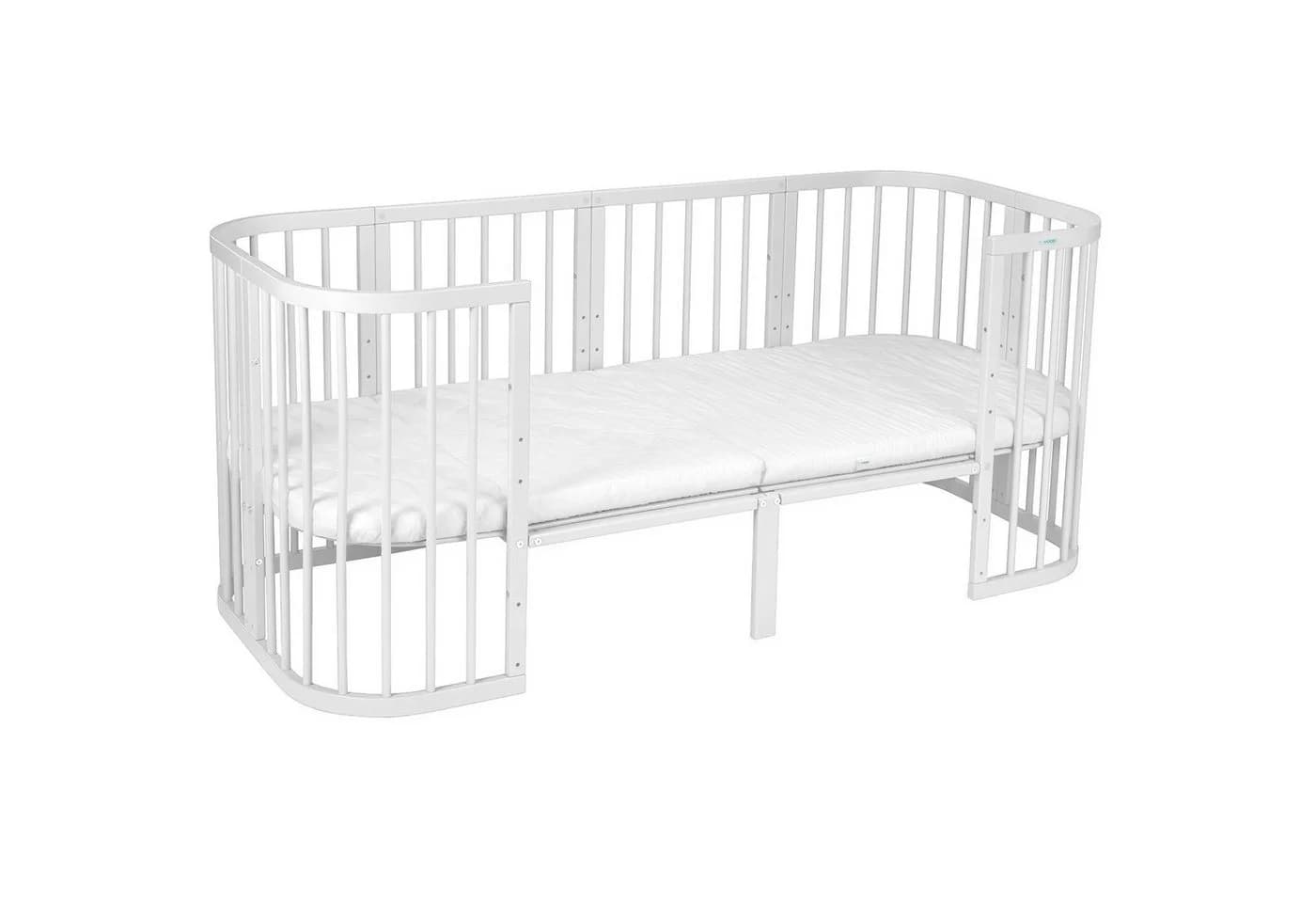 Waldin Babybett Erweiterung 174 cm inkl. Matratze Weiß