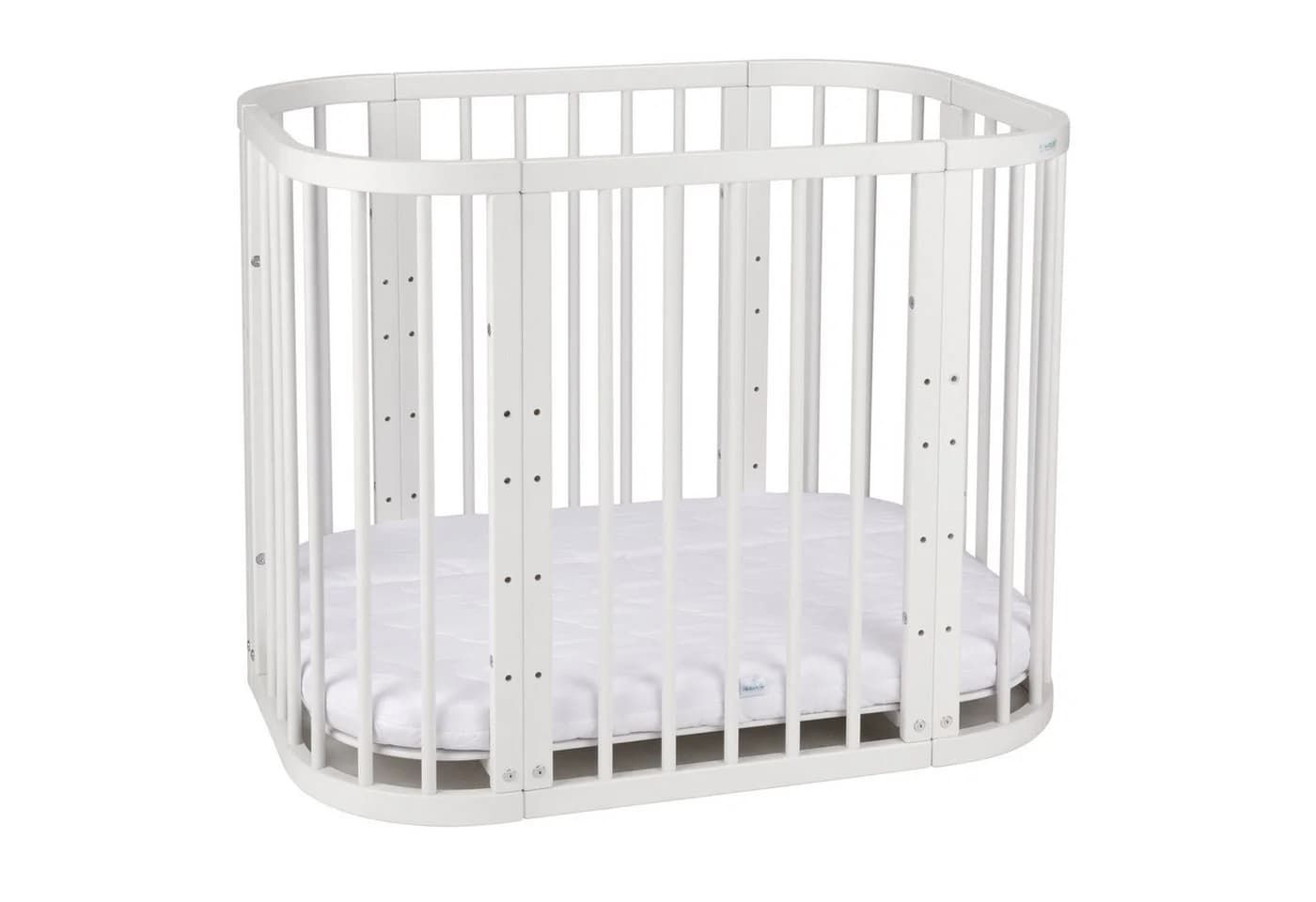 Waldin 5-in-1 Babybett aus Buchenholz mit Matratze Weiß - Bild 2