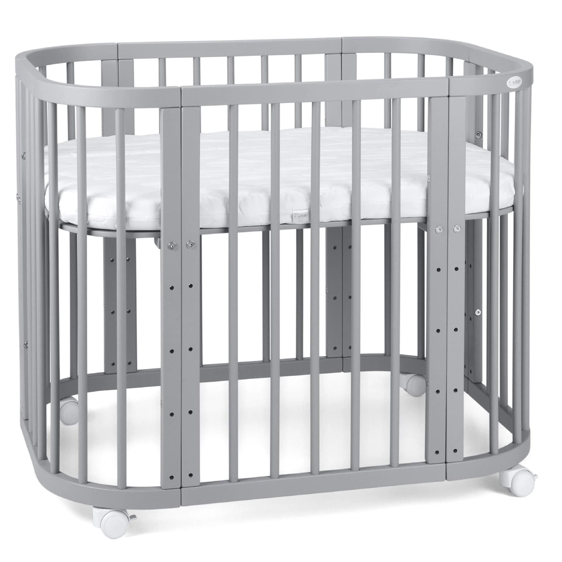 Waldin 5-in-1 Babybett aus Buchenholz mit Matratze grau - Bild 2