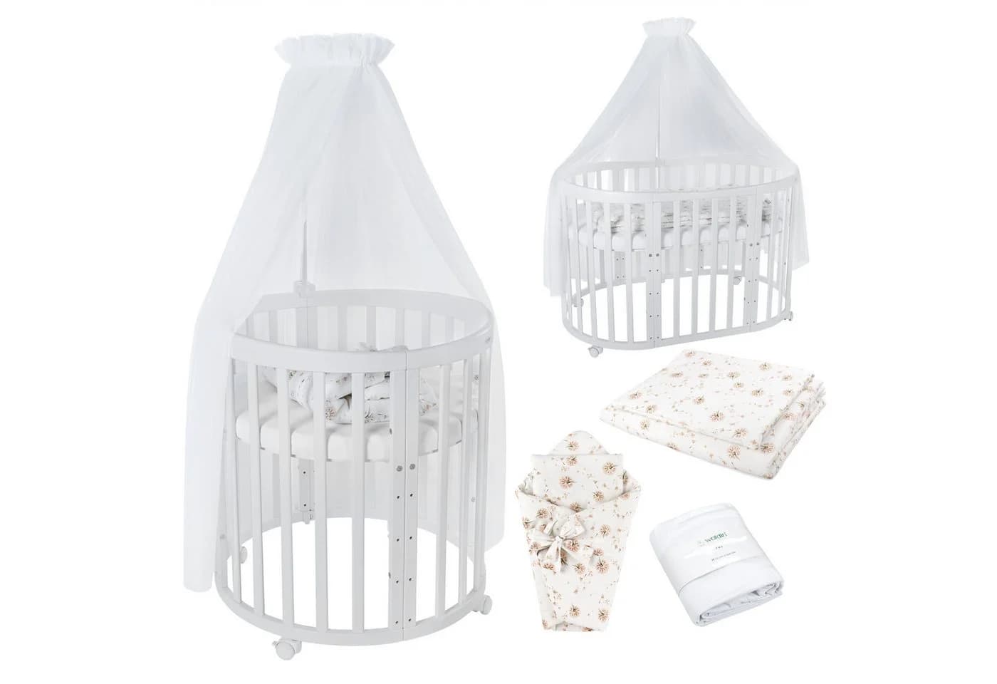 Waldin Babybett OWAL 7-in-1 Kinderbett mit Matratze Buche - Bild 3