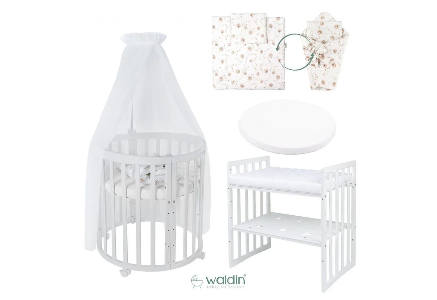 Waldin Babybett OWAL 7-in-1 Kinderbett mit Matratze Buche - Bild 4