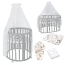 Waldin Babybett OWAL 7-in-1 mitwachsend Holz Grau/Weiß Bild 2