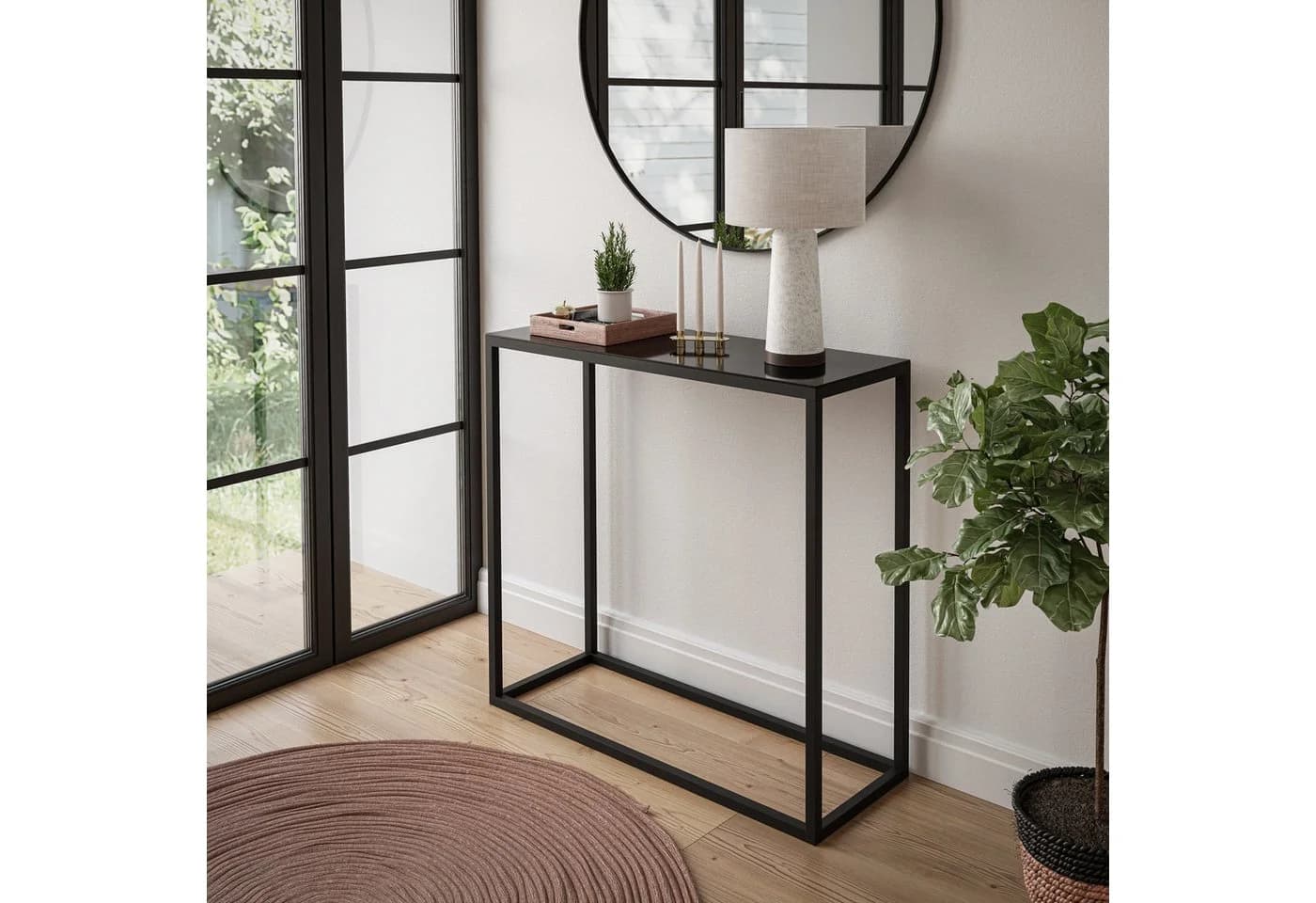 Lookway Konsolentisch MODERN GLASS Glasplatte Metallgestell