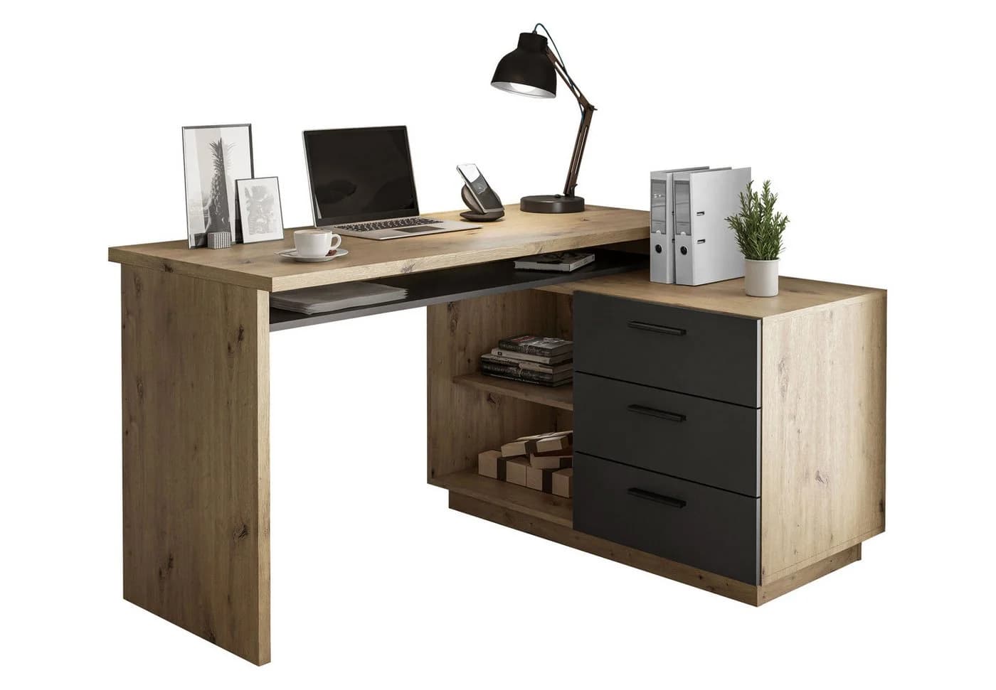 Lookway Eckschreibtisch CHIA Eiche Artisan Graphit - Bild 2