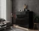Lookway Kommode LINA 95 PUSH OPEN Schwarz Hochglanz mit Beinen Bild 1
