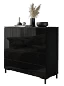 Lookway Kommode LINA 95 PUSH OPEN Schwarz Hochglanz mit Beinen Bild 2