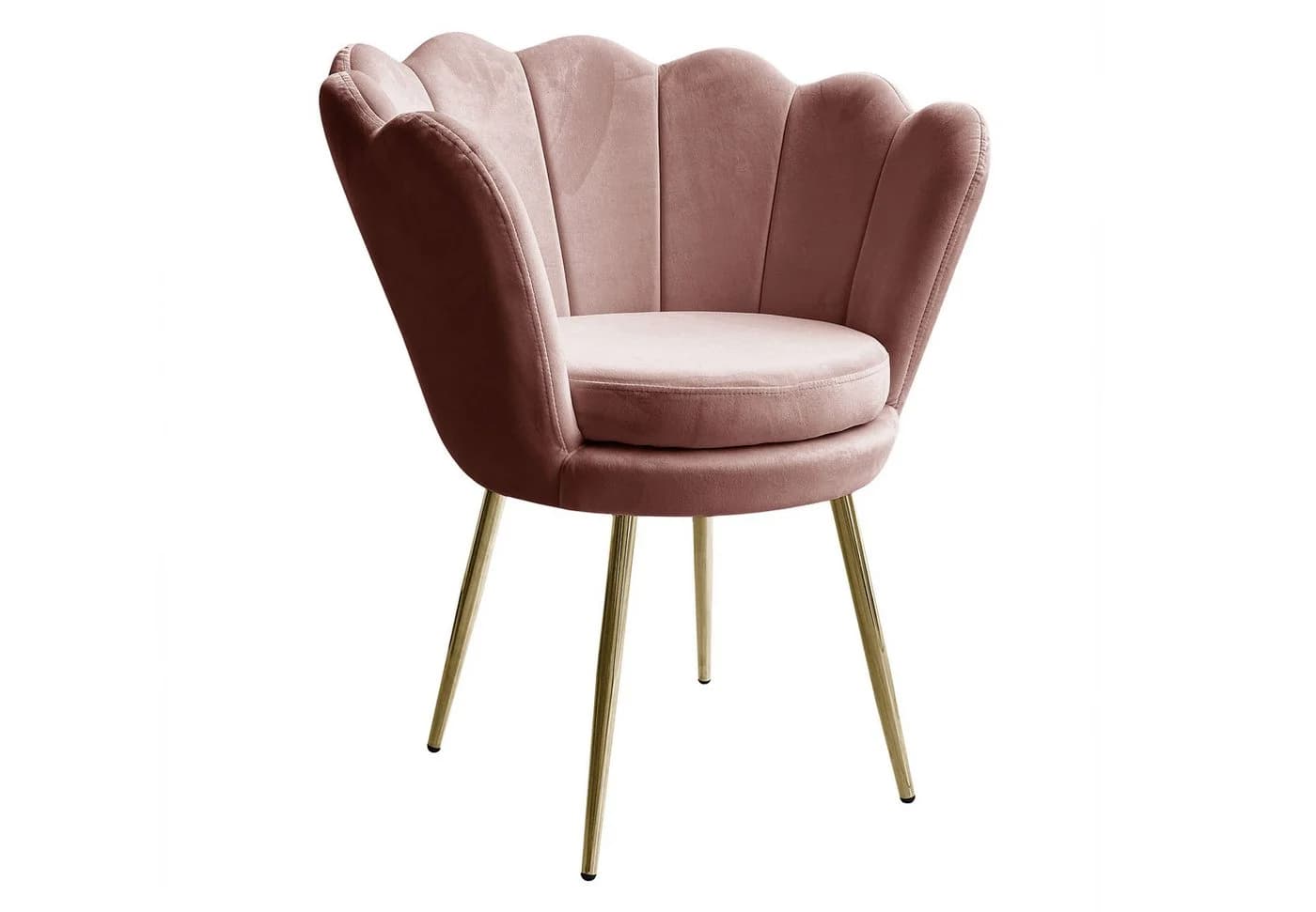 Lookway Polsterstuhl SHELLY Samt Muschelstuhl mit goldenen Metallbeinen Rosa - Bild 2