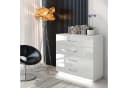 Lookway Kommode LINA Weiß Hochglanz mit LED und Chrom-Griffen Bild 1