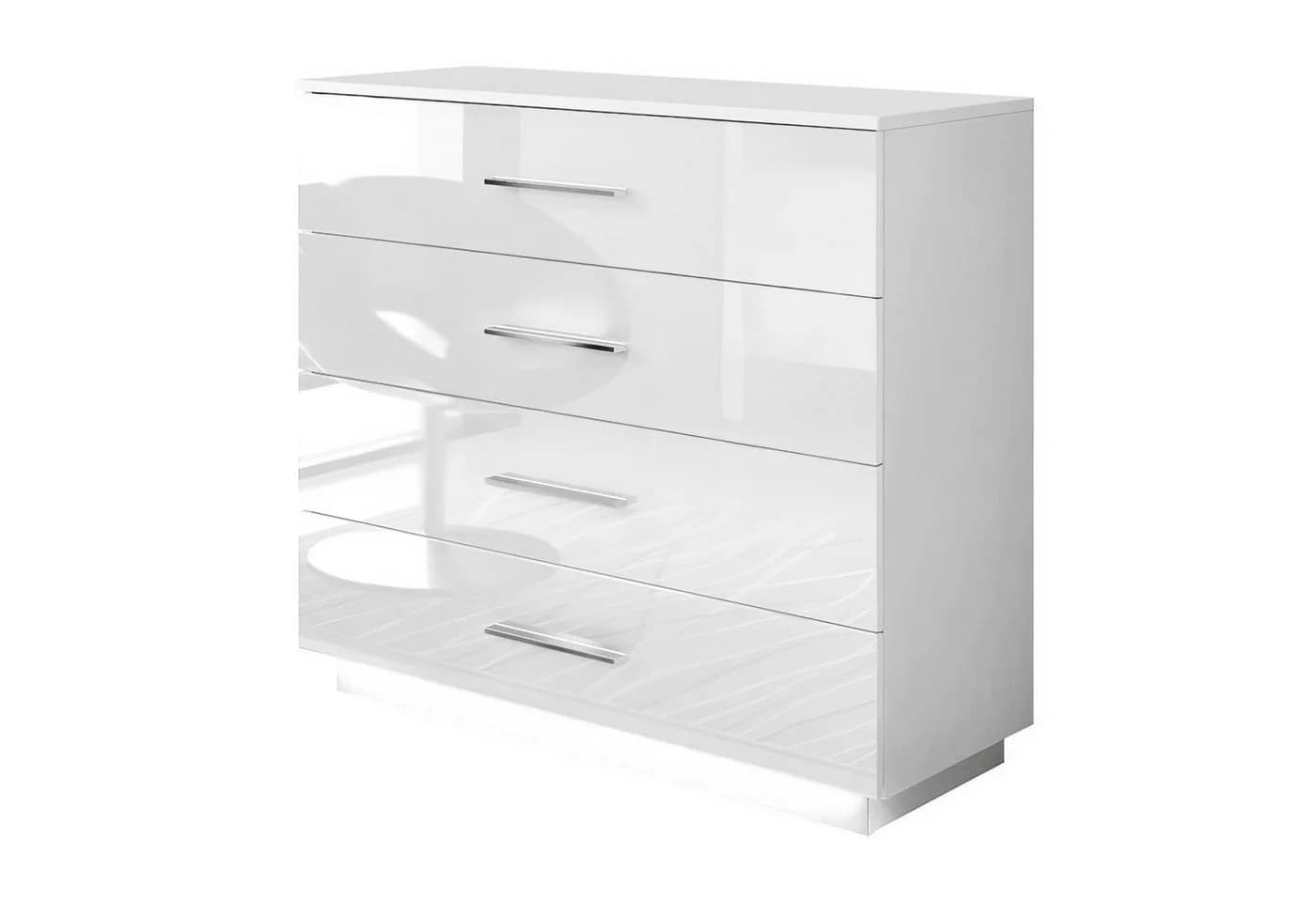 Lookway Kommode LINA Weiß Hochglanz mit LED und Chrom-Griffen - Bild 2