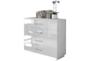 Lookway Kommode LINA Weiß Hochglanz mit LED und Chrom-Griffen Bild 4