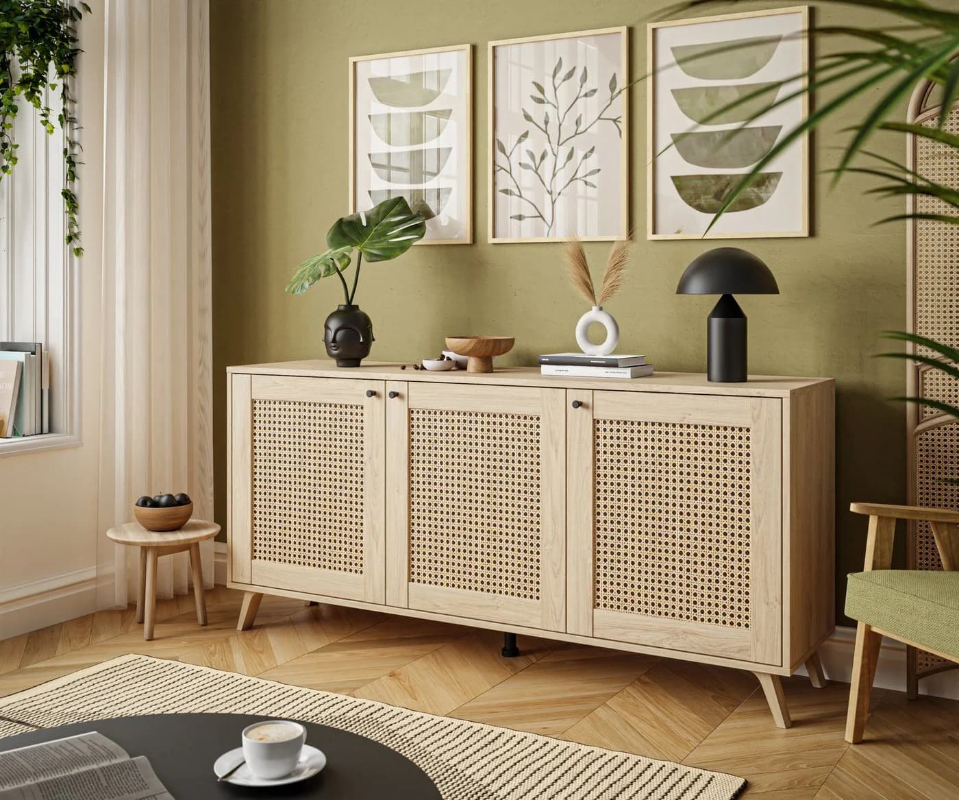 Lookway Kommode Vienna 3D mit 3 Türen Wiener Geflechtimitation