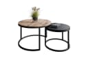 Lookway CIRI MIX 2in1 Couchtisch-Set Rund Wotan Eiche/Schwarz Bild 2