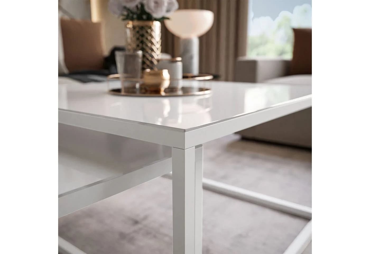Lookway Couchtisch YOSHI GLASS 2in1 Weiß/Schwarz Metall und Glas - Bild 4