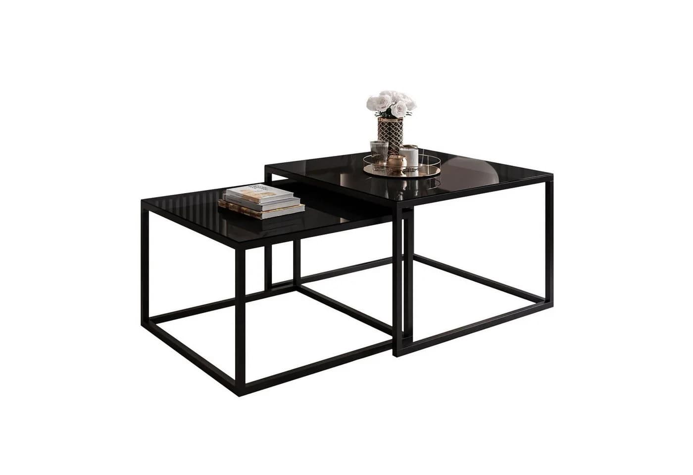 Lookway Couchtisch YOSHI GLASS 2in1 mit schwarzem und weißem Gestell - Bild 2