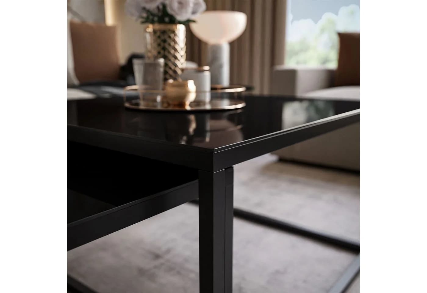 Lookway Couchtisch YOSHI GLASS 2in1 mit schwarzem und weißem Gestell - Bild 4
