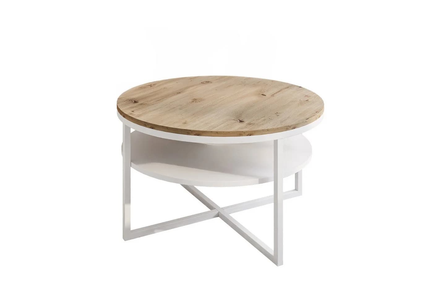 Lookway Couchtisch CIRI-X LOFT mit Ablage Weiss/Braun - Bild 2
