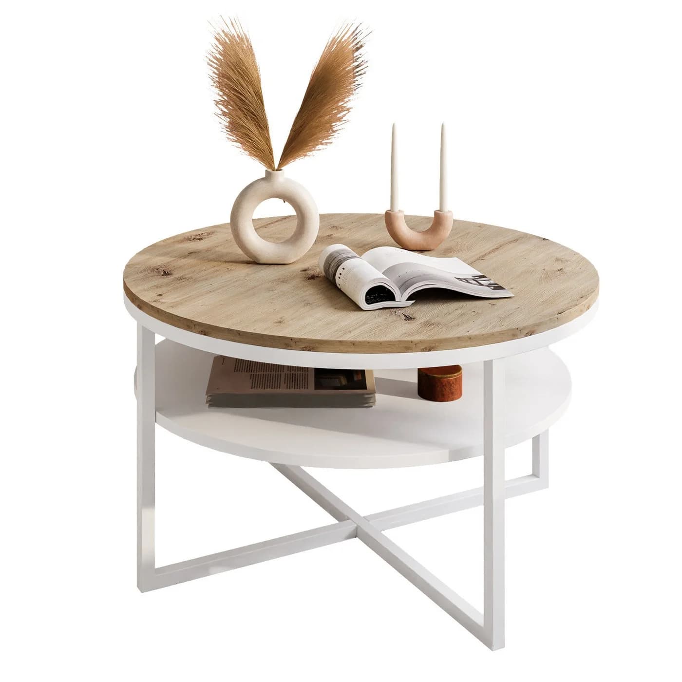 Lookway Couchtisch CIRI-X LOFT mit Ablage Weiss/Braun - Bild 4