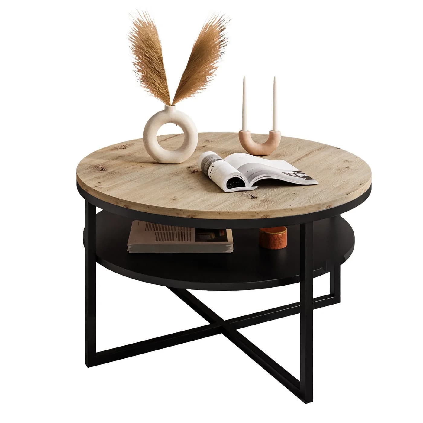 Lookway Couchtisch CIRI-X LOFT mit Ablage Schwarz/Braun - Bild 4