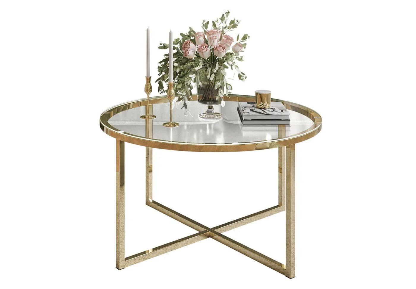 Lookway CIRI-X Couchtisch Rund Glas Gold - Bild 2