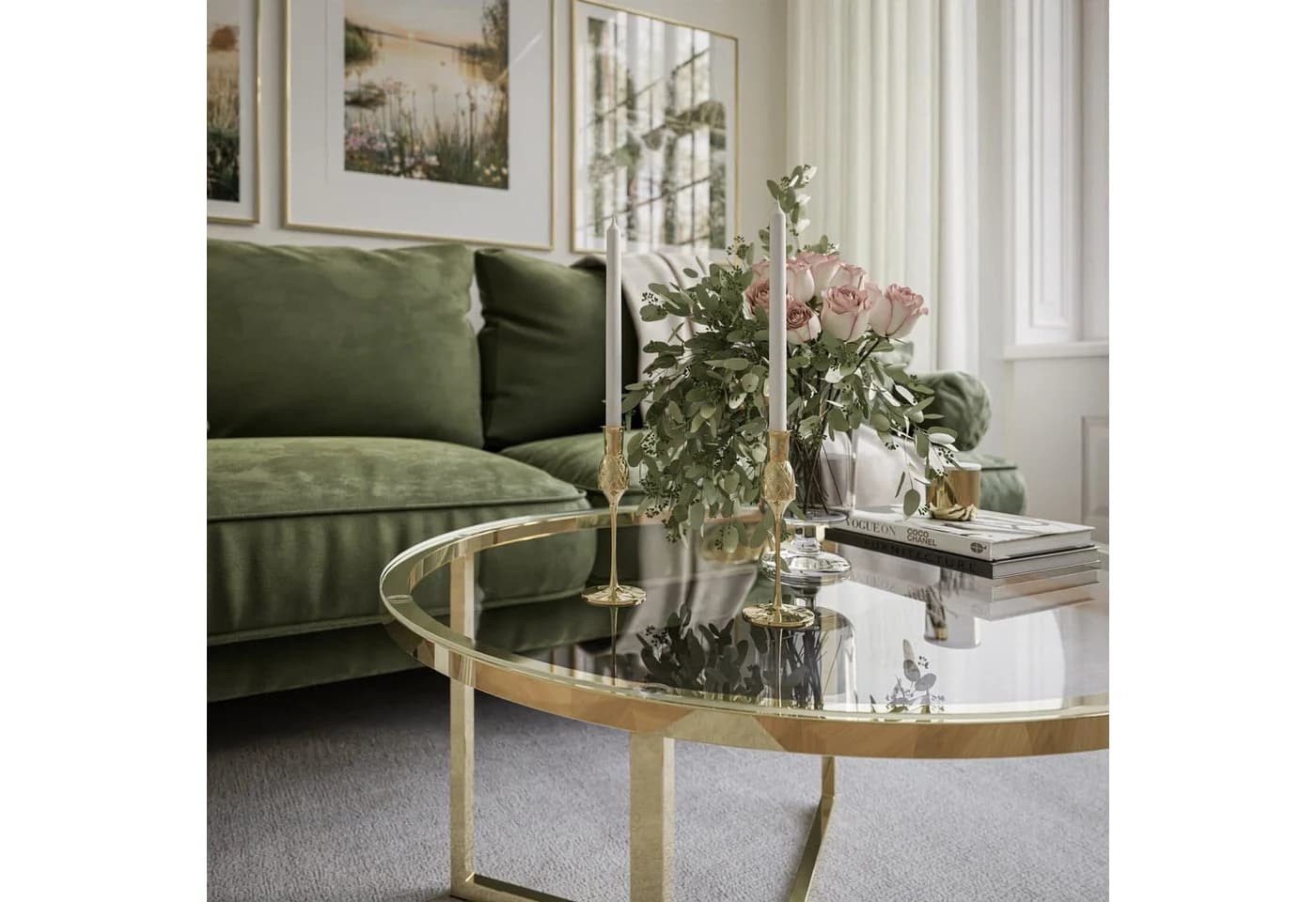 Lookway CIRI-X Couchtisch Rund Glas Gold - Bild 3