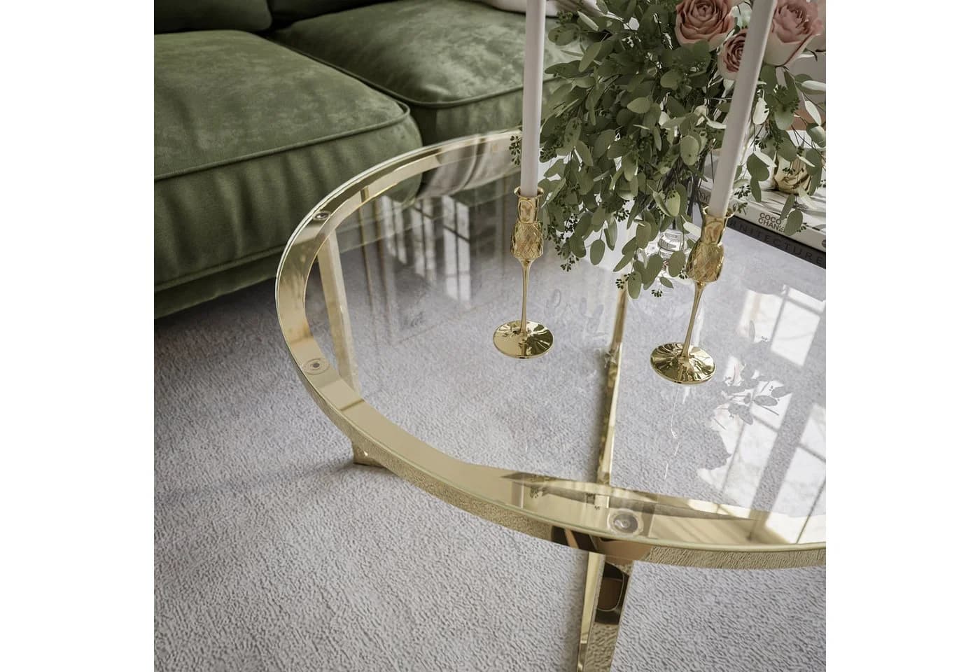 Lookway CIRI-X Couchtisch Rund Glas Gold - Bild 4