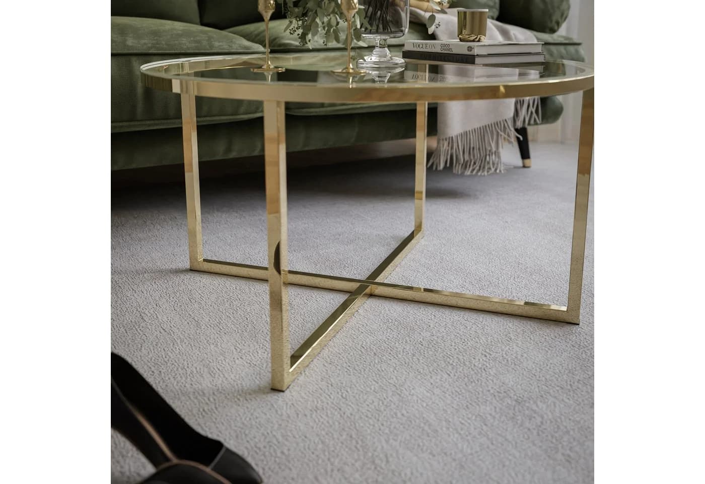 Lookway CIRI-X Couchtisch Rund Glas Gold - Bild 5