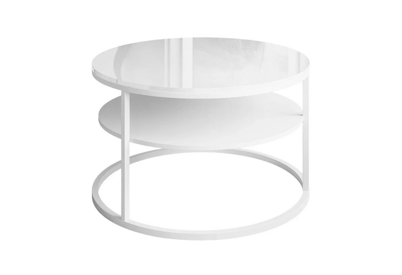 Lookway Couchtisch CIRI Weiß Hochglanz mit Ablage - Bild 2