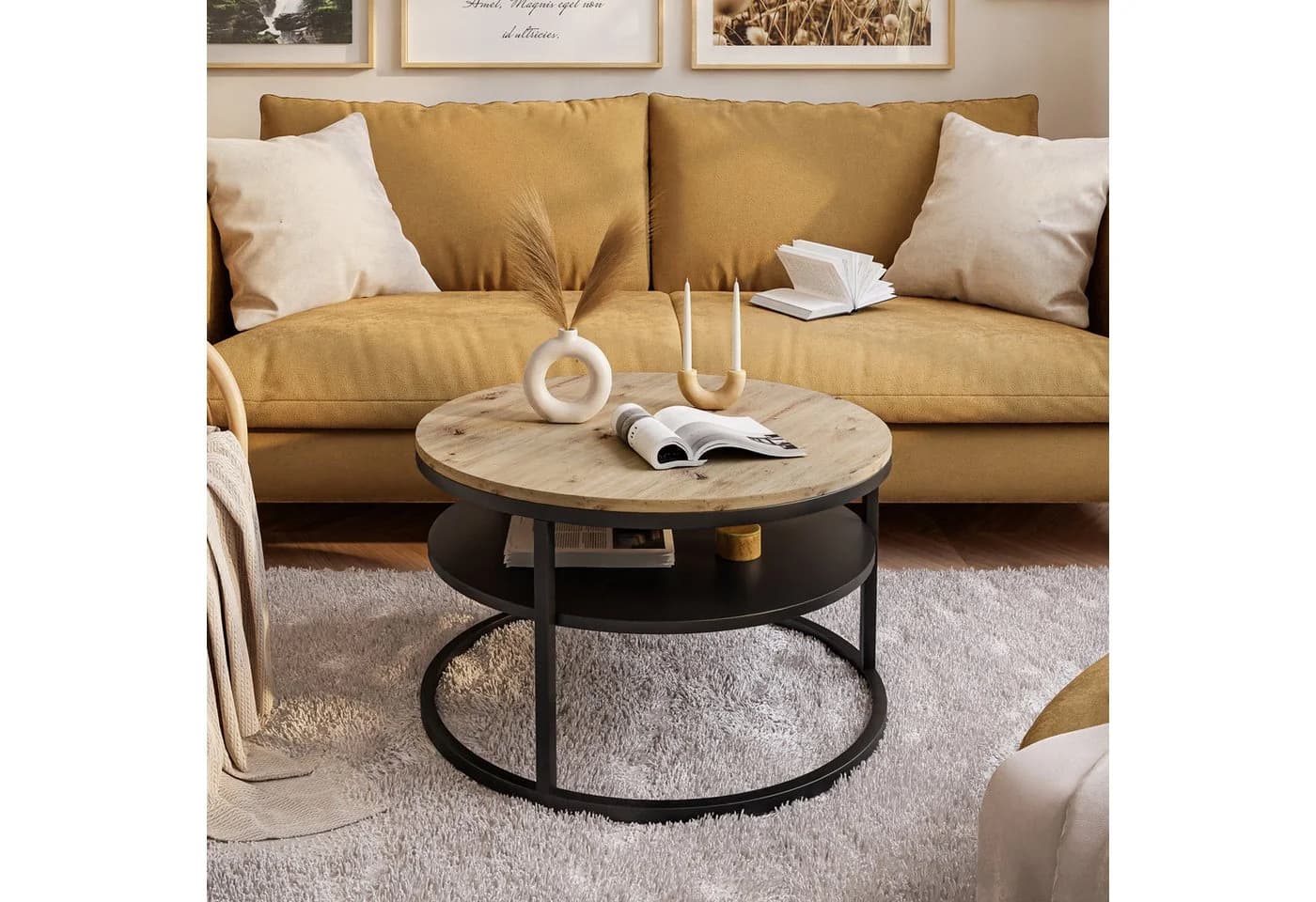 Lookway Couchtisch CIRI LOFT mit Ablage Schwarz/Braun - Bild 3