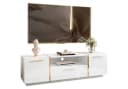 Lookway Lowboard TV ONYX Hochglanz Weiß mit goldenen Griffen Bild 2