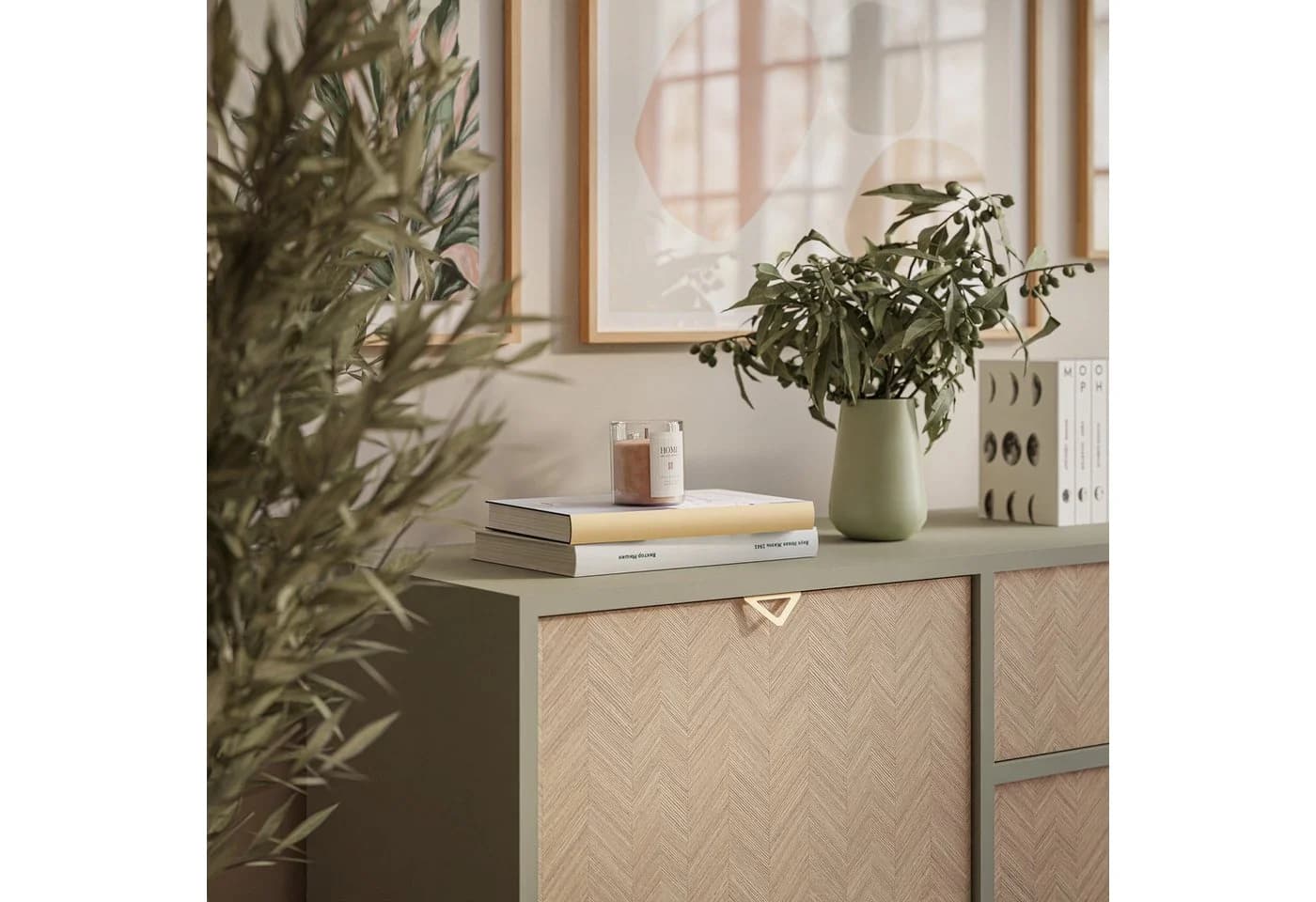 Lookway Kommode ALOE KSZD106 mit Drehtür, Schubladen und Fischgrätmuster - Bild 5