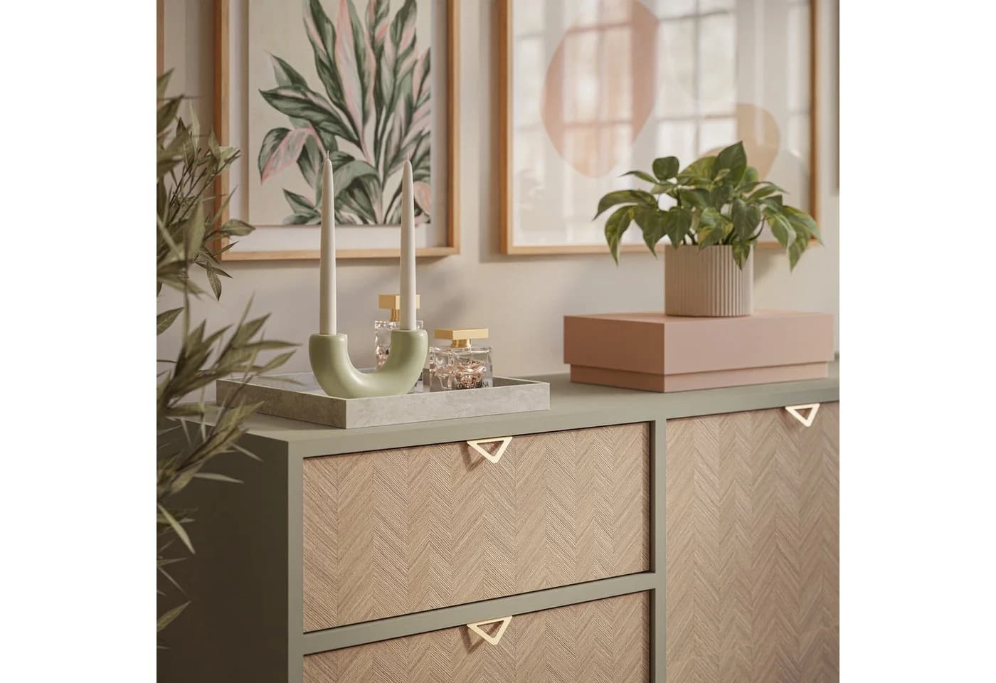 Lookway Kommode ALOE KSZ158 mit Schubladen Grün/Gold - Bild 5