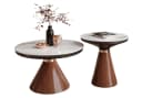 Lookway Couchtisch Giselle II 2-in-1 Set Hochglanz-Marmor Nussbaum Bild 2