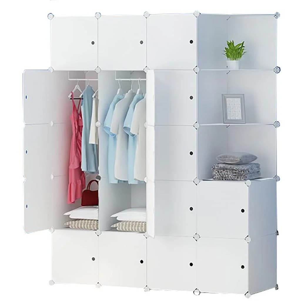 Modularer Kleiderschrank Weiß Kunststoff XXL
