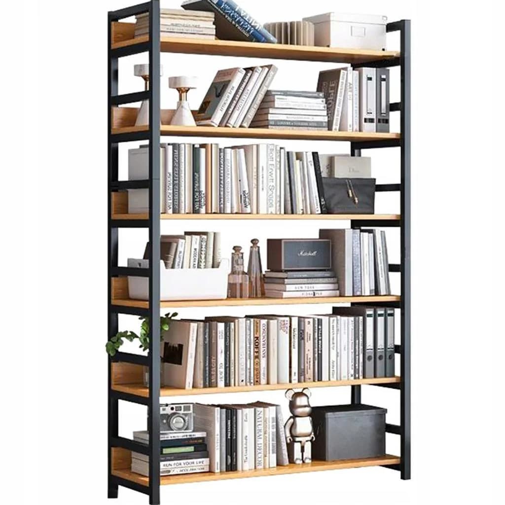 Muvu Bücherregal Schwarz Braun Holz Metall 80x174x30 cm