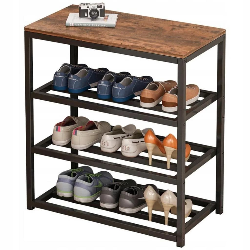 Rebiko Schuhschrank Industrial Schwarz Braun Holzwerkstoff Stahl