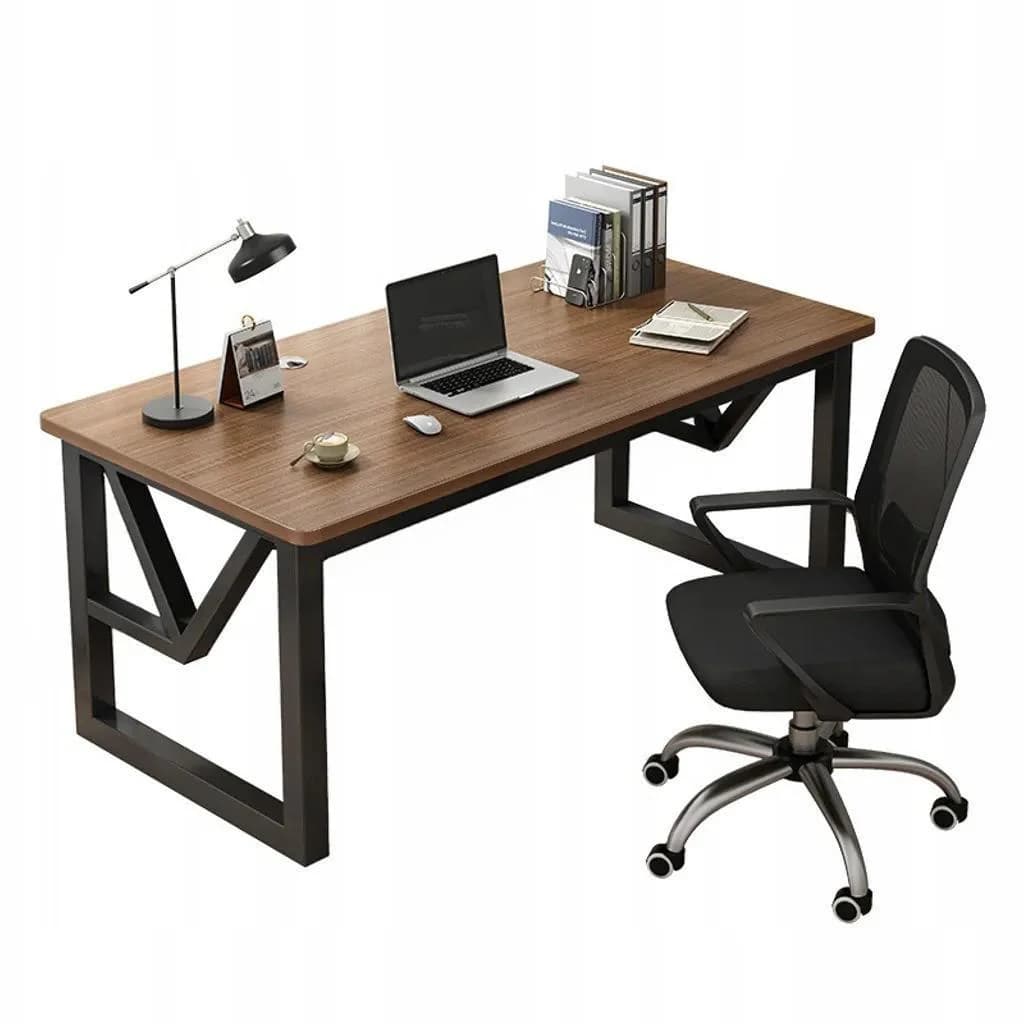Gaming-Schreibtisch mit Regal, Braun, Holzwerkstoff, Industrial Design