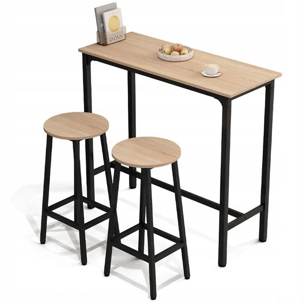 Bar-Möbel-Set 3-teilig Braun Schwarz Industrial Design