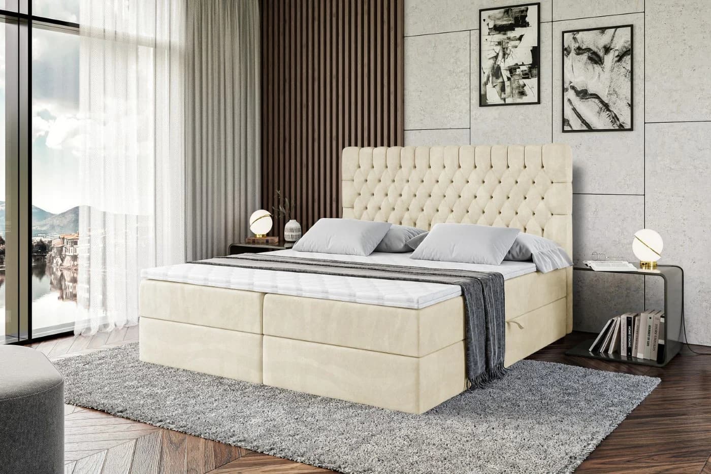 ALTDECOR Boxbett SERENE Beige Monolith mit Topper - Bild 4