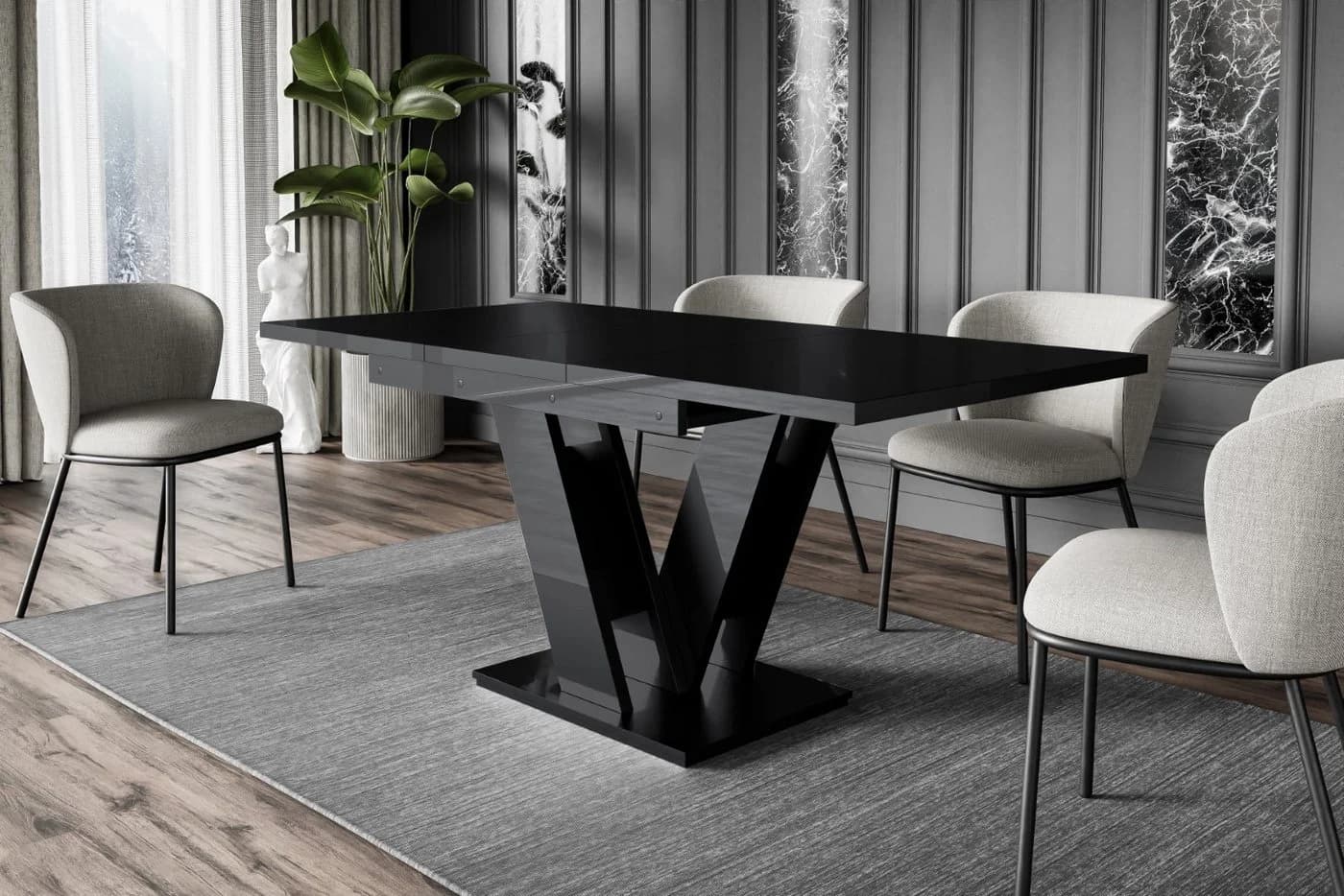 ALTDECOR Esstisch ASIV Ausziehbar Schwarz Holzwerkstoff - Bild 3