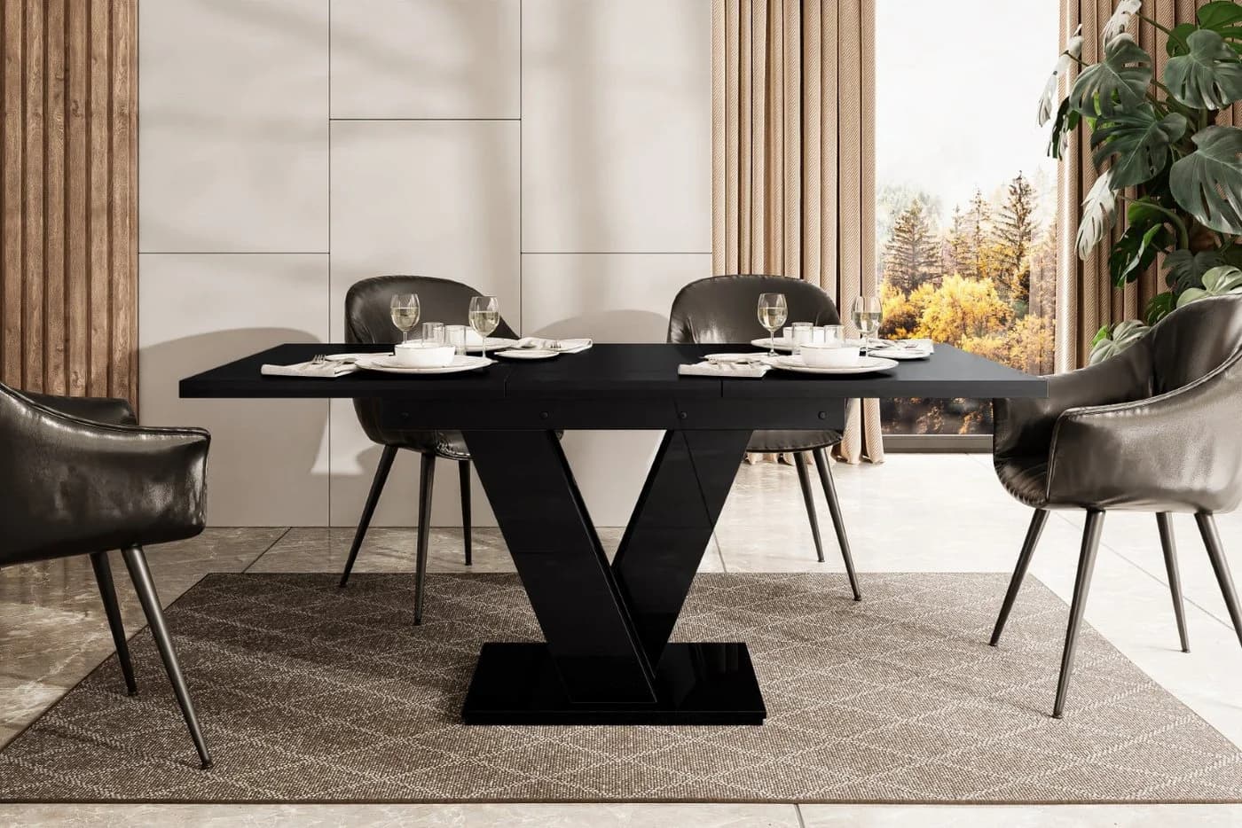ALTDECOR Esstisch ASIV Ausziehbar Schwarz Holzwerkstoff - Bild 4