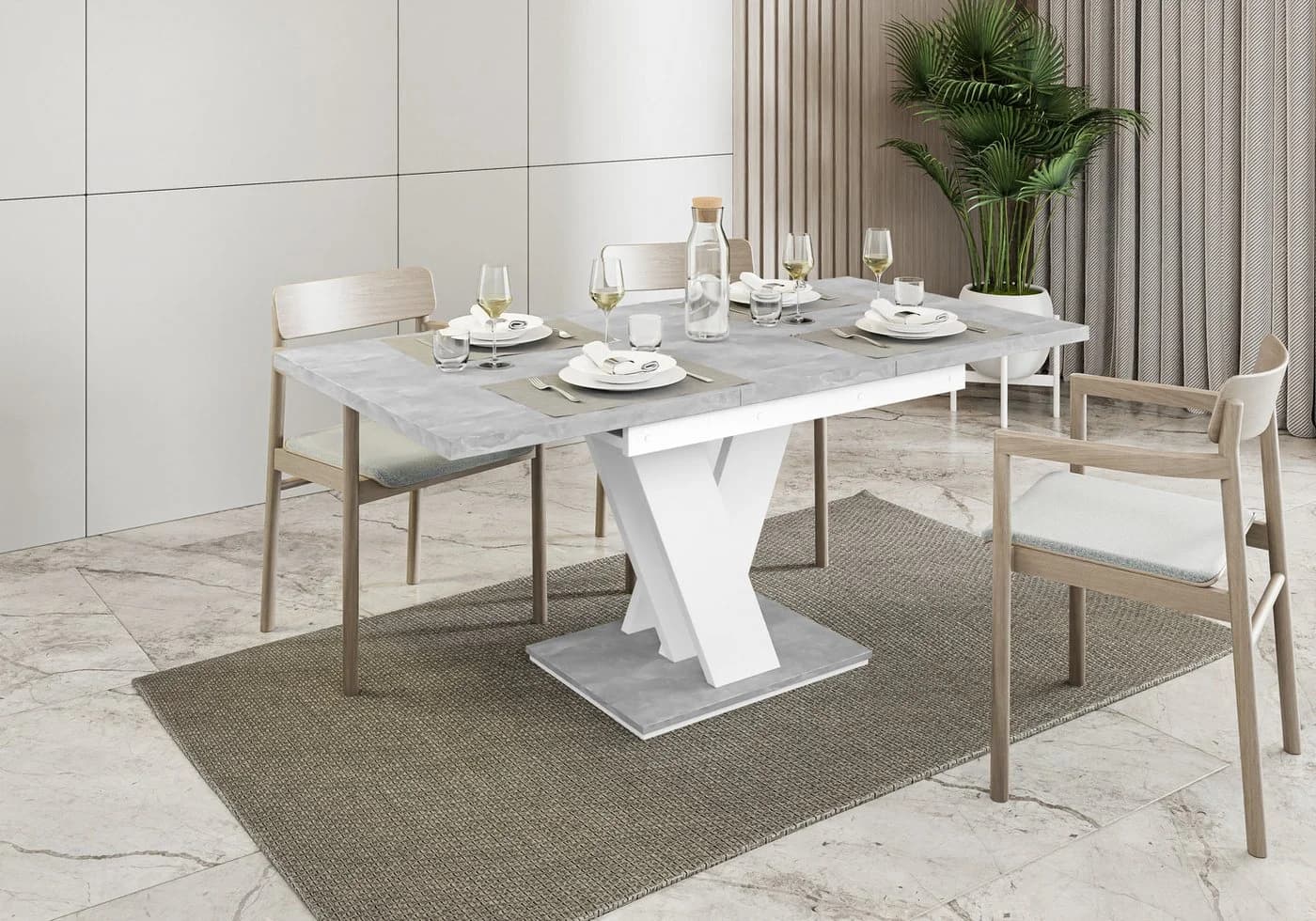 ALTDECOR Esstisch ASIV Ausziehbar Weiß/Grau Modern Industrial - Bild 4
