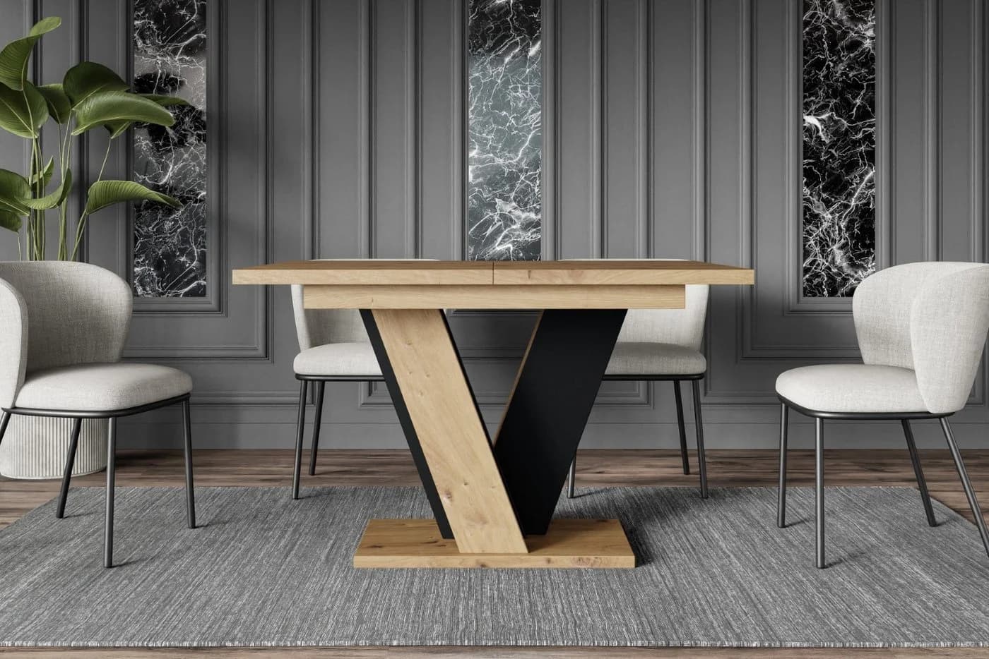 ALTDECOR Esstisch INEY Ausziehbar Braun/Schwarz Modern