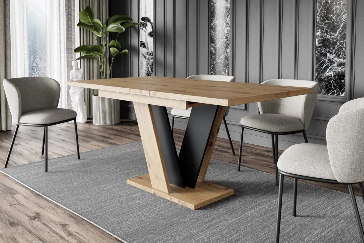 ALTDECOR Esstisch INEY Ausziehbar Braun/Schwarz Modern - Bild 3