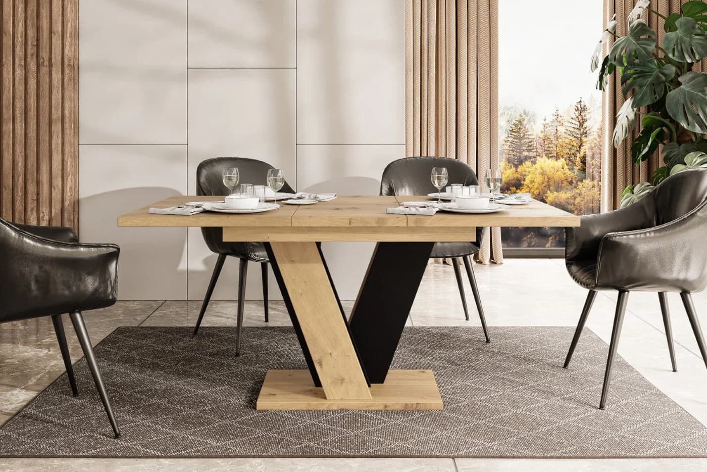 ALTDECOR Esstisch INEY Ausziehbar Braun/Schwarz Modern - Bild 4