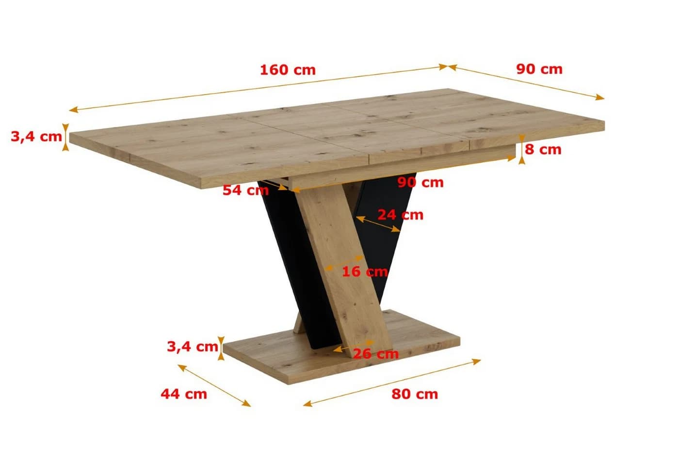 ALTDECOR Esstisch INEY Ausziehbar Braun/Schwarz Modern - Bild 5
